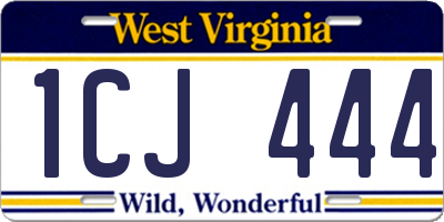 WV license plate 1CJ444