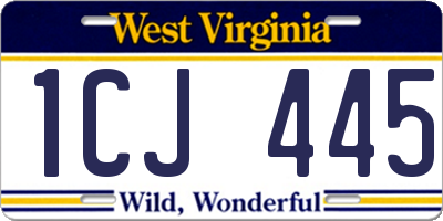 WV license plate 1CJ445