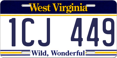 WV license plate 1CJ449