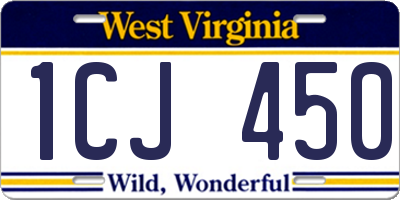 WV license plate 1CJ450