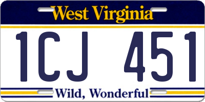 WV license plate 1CJ451
