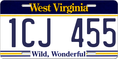 WV license plate 1CJ455