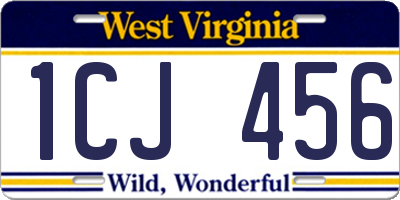 WV license plate 1CJ456