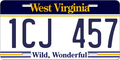 WV license plate 1CJ457