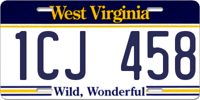 WV license plate 1CJ458