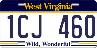 WV license plate 1CJ460
