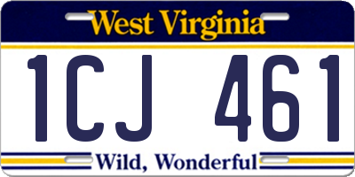 WV license plate 1CJ461