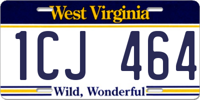 WV license plate 1CJ464