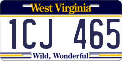WV license plate 1CJ465