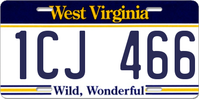 WV license plate 1CJ466
