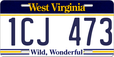 WV license plate 1CJ473