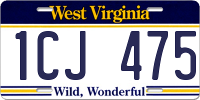 WV license plate 1CJ475
