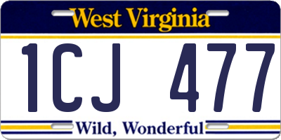 WV license plate 1CJ477