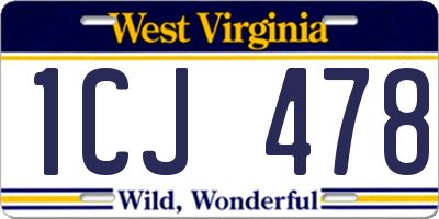 WV license plate 1CJ478