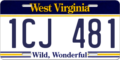 WV license plate 1CJ481