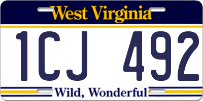 WV license plate 1CJ492