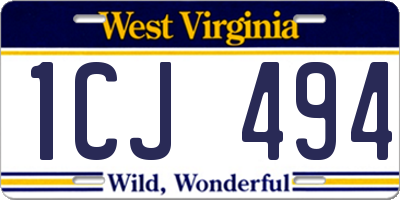 WV license plate 1CJ494