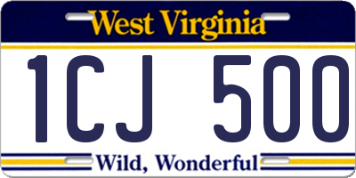 WV license plate 1CJ500