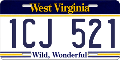 WV license plate 1CJ521