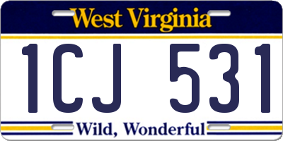 WV license plate 1CJ531