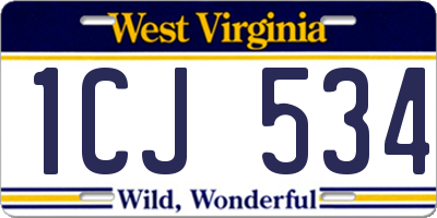WV license plate 1CJ534
