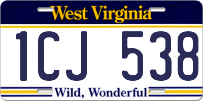 WV license plate 1CJ538