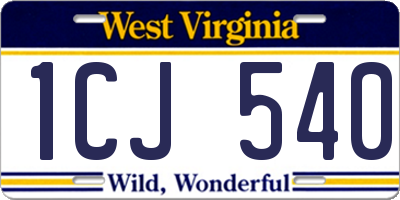WV license plate 1CJ540