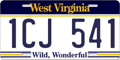 WV license plate 1CJ541