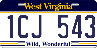 WV license plate 1CJ543