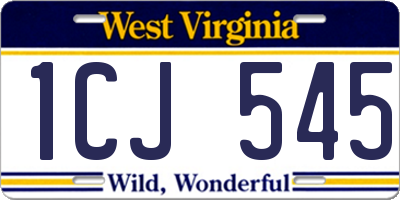 WV license plate 1CJ545