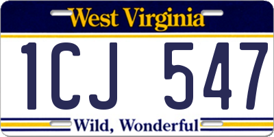 WV license plate 1CJ547