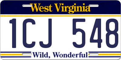 WV license plate 1CJ548