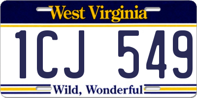 WV license plate 1CJ549