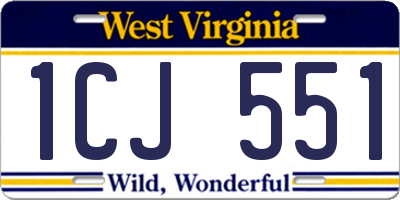 WV license plate 1CJ551