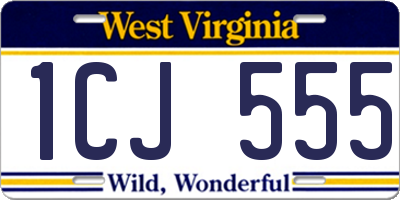 WV license plate 1CJ555