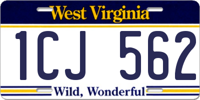 WV license plate 1CJ562