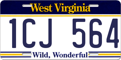 WV license plate 1CJ564