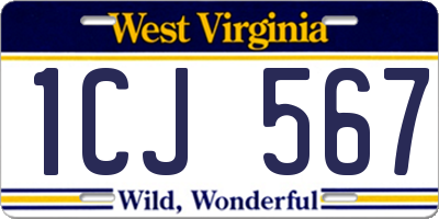 WV license plate 1CJ567