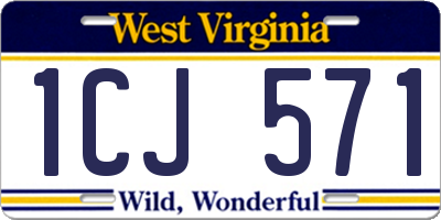 WV license plate 1CJ571