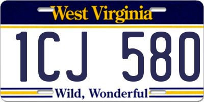 WV license plate 1CJ580