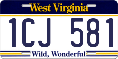 WV license plate 1CJ581