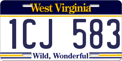 WV license plate 1CJ583