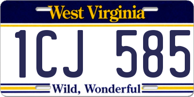 WV license plate 1CJ585