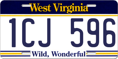 WV license plate 1CJ596