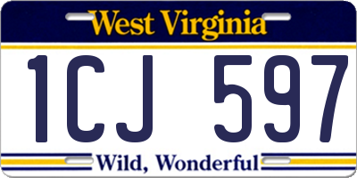 WV license plate 1CJ597