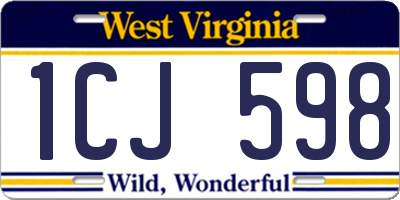WV license plate 1CJ598