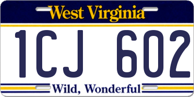WV license plate 1CJ602