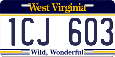 WV license plate 1CJ603