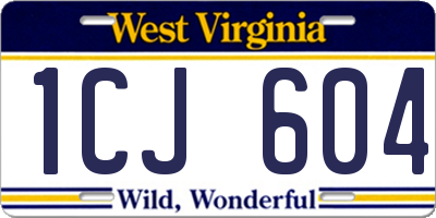 WV license plate 1CJ604
