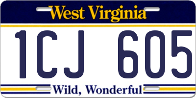 WV license plate 1CJ605